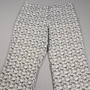 Ann Taylor Refined Kick Crop Pants 10P Petite Black White Floral Print Wide Leg